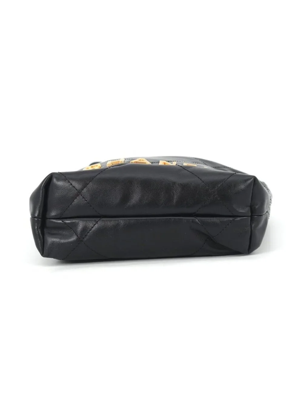 Chanel Handbag 22 Mini CC Logo Shiny Calf Leather 2-Way Shoulder Black